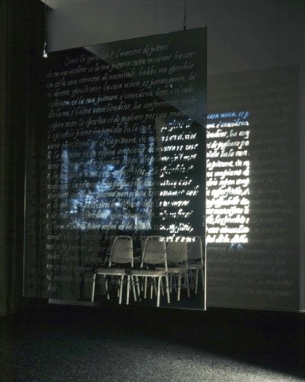 Palindrome 2000 a light based installation at The Warburg Institute London by Jane Boyd a transcription of Las Menias by Diego Vel&aacute;zquez