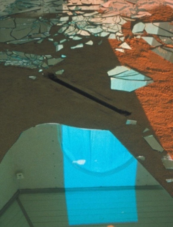 To the Warder of Things Present 1995 det. iii mirror mixed media projected slide site-specific installation  Mariakapel, Hoorn The Netherlands